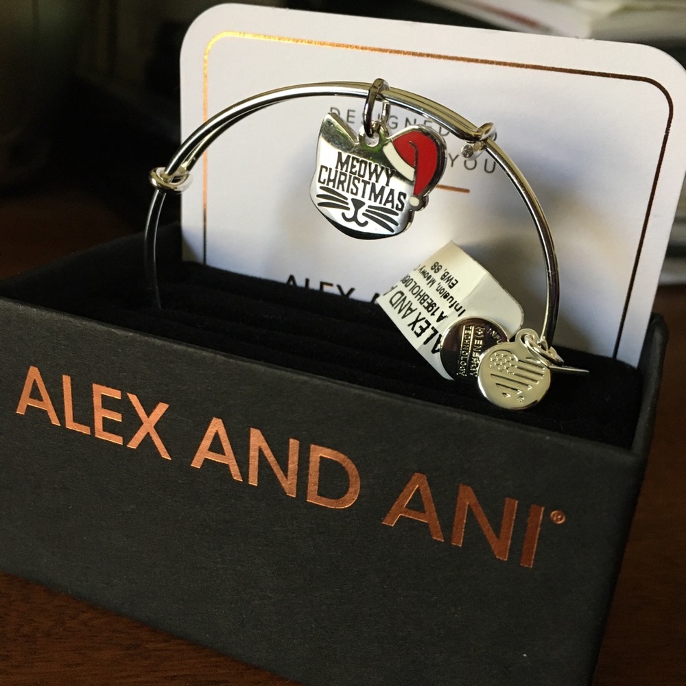 🐱 Alex and Ani Meowy Christmas Bangle New in Box